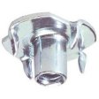 Socket; 4 Prong T-nut for 5/16"-18 Threaded Stems; requires 11/32" hole; 11/16" long (9/16" into hole); Metal/ Zinc; for wood application (Item #89635)