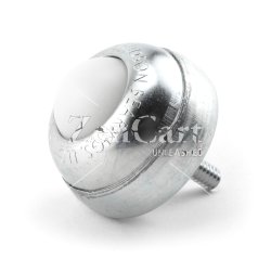(image for) Ball Transfer; 1" Ball; Nylon; Threaded Stud; 1/4"-20TPI x 11/16"; Stainless steel w/ zinc-plated cup and stud; 35#; 1-3/8 load height (Item #89450)