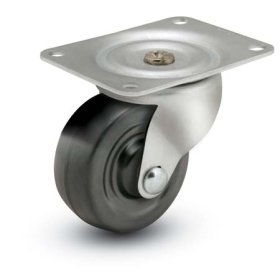 (image for) Caster; Swivel; 3x1-1/4; Rubber (Hard; Non-marking); Top Plate (3-1/8x4-1/8; holes: 2-3/8x3-3/8 slotted to 3-7/16; 5/16 bolt); Zinc; Plain bore; 150# (Item #67030)