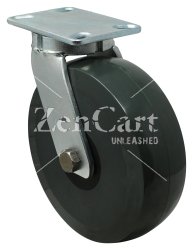 (image for) Caster; Swivel; 8" x 3"; Polyurethane; Plate (4-1/2"x6-1/4"; holes: 2-7/16"x4-15/16" slotted to 3-3/8"x5-1/4"; 1/2" bolt); Sealed Prec BB; 3000#; Kingpinless (Item #66209)