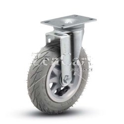 (image for) Caster; Swivel; 6"x1-1/4"; Flat Free (Grey); Top Plate (2-5/8"x3-3/4"; holes: 1-3/4"x2-3/4" slotted to 3"; 5/16" bolt); Zinc; Ball Brng; 150#; Dustcap (Item #67100)