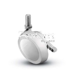 (image for) Caster; Ball; Swivel; 2-1/2"; Metal/ Zinc; Threaded Stem; 5/16"-18TPI x 1-1/4"; Bright Chrome; Acetyl/ Resin Brng; 100#; Pedal Lock; Wheel (Item #68324)