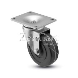 (image for) Caster; Swivel; 3 x 1-1/4; Polyolefin (Dark); Top Plate; 3-1/8x4-1/8; hole spacing: 2-3/8x3-3/8; 5/16 bolt; Zinc; Ball Brng; 250# (Item #68119)