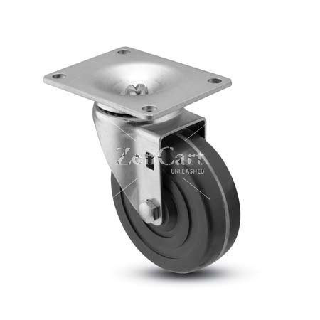 (image for) Caster; Swivel; 3-1/2" x 1-1/4"; Polyolefin; Top Plate (2-3/8"x3-5/8"; holes: 1-3/4"x2-7/8" slotted to 3"; 5/16" bolt); Zinc; Plain bore; 300# (Item #65832)