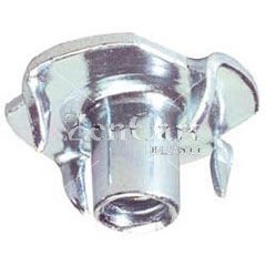 (image for) Socket; 4 Prong T-nut for 1/4" -20 Threaded Stems; requires 9/32" diameter hole; 3/8" long; Metal/ Zinc; for wood application (Item #88892)