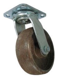 Caster; Swivel; 4" x 1-1/2"; Glass/ Nylon Hi-Temp (BR); Plate (3-1/8"x4-1/8": holes: 1-3/4"x2-15/16" slots to 2-3/8"x3-3/8"; 3/8" bolt); Roller Brng; 350# (Item #63358)
