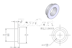 (image for) Hollow Kingpin Bushing; Reduces kingpin opening from 1/2" to 3/8". Inserts 1/8" ; total length 3/16". Usually use 2 per caster: insert from underside and top. (Item #88405)