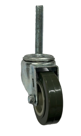 Caster; Swivel; 3\" x 1\"; PolyU on PolyO (Gray); Threaded Stem; 1/2\"-13TPI x 2-13/16\"; Zinc; Plain bore; 175# (Item #68446)
