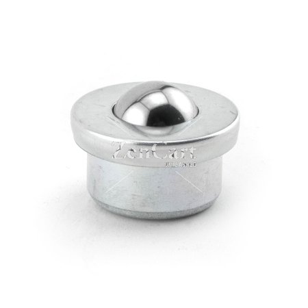 (image for) Ball Transfer; 5/8" carbon steel ball; Round drop-in Base; 15/16" diam base x 7/16" deep; Carbon Steel housing; 35#; 3/8" load height (Item #89244)