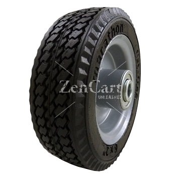 (image for) Wheel; 6" x 2"; Flat Free (Black); Ball Brng; 1/2" Bore; 2-3/8" Hub Length; 250#; High-Quality Centered Welded Hub; Sawtooth Tread (Premium Wheel) (Item #89125)