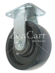 (image for) Caster; Rigid; 8" x 2-1/2"; PolyU (Crowned) on Cast; Plate (4-1/2"x6-1/4"; holes: 2-7/16"x4-15/16" slots to 3-3/8"x5-1/4"; 1/2" bolt); Roller Brng; 2200# (Item #64504)