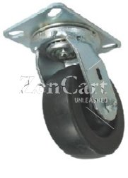 (image for) Caster; Swivel; 8" x 2"; Polyolefin; Plate (4-1/2"x6-1/4"; holes: 2-7/16"x4-15/16" slotted to 3-3/8"x5-1/4"; 1/2" bolt); Zinc; Roller Brng; 900# (Item #65023)