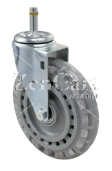(image for) Caster; Swivel; 6"x1-1/4"; Polyurethane (Clear); Grip Ring (7/16"x1-7/16" w/ brass band); Zinc; Ball Brng; 300# (Item #67379)