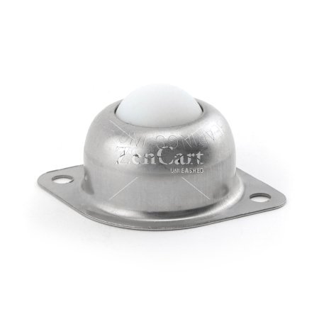 (image for) Ball Transfer; 1" Nylon Ball; Steel housing; flange: 2-3/4"x2"; holes 2-3/16" apart; 3/16" holes; 75# weight cap. 1-3/16" load height (Item #89677)