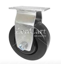 (image for) Caster; Rigid; 5" x 1-1/2"; Polyolefin; Plate (4"x4-1/2"; holes: 2-5/8"x3-5/8" slots to 3"x3"; 3/8" bolt); Zinc; Roller Brng; 550# (Item #64016)