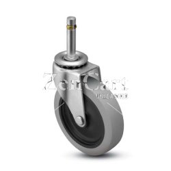 (image for) Caster; Swivel; 2-1/2" x 13/16"; Thermoplastized Rubber (Gray); Grip Ring; 7/16"x7/8"; Zinc; Plain bore; 80# (Item #67538)