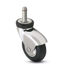 (image for) Caster; Swivel; 3" x 15/16"; Rubber; Soft; Grip Ring; 7/16"x7/8"; Chrome; Precision Ball Brng; Hooded; Wgt Cap 110#; Thread guards. (Item #69967)