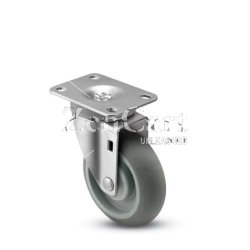 (image for) Caster; Swivel; 5" x 1-1/4"; Monotech Round (Gray); Plate (2-5/8"x3-3/4"; holes: 1-3/4"x2-3/4" slotted to 3"; 5/16" bolt); Zinc; Precision Ball Brng; 325# (Item #64557)