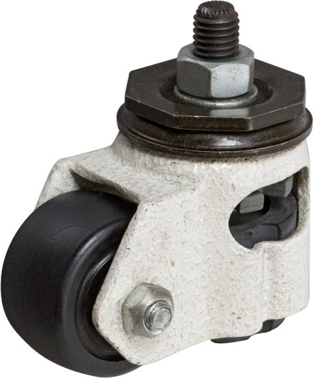 (image for) Caster; Swivel; 1-3/4\" x 1-1/16\"; Nylon; Hollow Kingpin (tapped 12mm; 5/8\" deep); Ivory; 220# (Wheel) 550# (Pad); Leveling Pad (Open Sides). Comes w/ 35mm Stem (Item #65294)