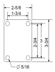 (image for) Caster; Swivel; 4 x 1-1/4; Monoprene (Donut); Plate (2-5/8x3-3/4; holes: 1-3/4x2-3/4 slotted to 3; 5/16 bolt); Zinc; Precision Ball Brng; 250#; Total Lock (Item #66627)