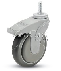 (image for) Caster; Swivel; 5" x 1-1/4"; TPR Rubber (Gray); Threaded Stem (1/2"-13TPI x 2-11/16"); Nylon Yoke; Prec Ball Brng; 325#; Thrd guards; Total Lock (Item #63919)