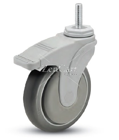 (image for) Caster; Swivel; 5" x 1-1/4"; TPR Rubber (Gray); Threaded Stem (1/2"-13TPI x 2-11/16"); Nylon Yoke; Prec Ball Brng; 325#; Thrd guards; Total Lock (Item #63919)