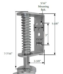 (image for) Spring Loaded Gate Caster; 3" x 1-3/4"; PolyU on PolyO (Gray); Bracket (2"x5-3/8"; holes 15/16"x3"); Ball Brng; 250# cap; Full 2" Spring deflection at 230#. (Item #65403)
