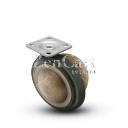 (image for) Caster; Ball; Swivel; 3"; Rubber; Top Plate; 1-1/2"x1-1/2"; holes: 1"x1"; 3/16" bolt; Antique; Acetyl/ Resin Brng; 100# (Item #69640)