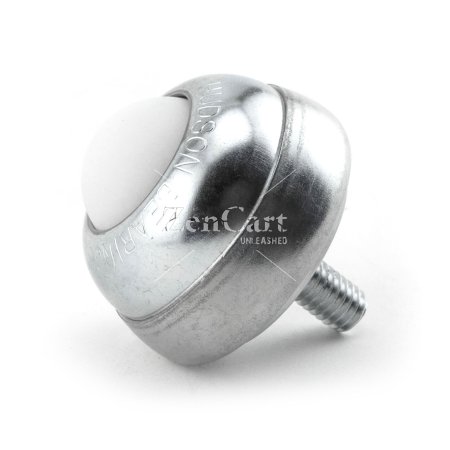 (image for) Ball Transfer; 1" Nylon ball; Threaded Stud; 5/16"-18TPI x 11/16"; Zinc-plated cup and stud; 75# (Item #89345)