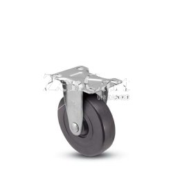 (image for) Caster; Rigid; 5" x 1-1/4"; Rubber (Hard; Non-Marking); Plate; 2-5/8x3-3/4; holes: 1-3/4x2-3/4 (slotted to 3); 5/16 bolt; 280# (Item #65218)