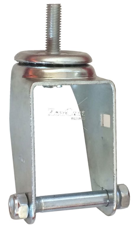 (image for) Yoke, Axle & Nut; Swivel; 6" x 2"; Threaded Stem (1/2"-13TPI x 1-1/2"); Zinc; 1/2" Bore; Fork Spacing 2-1/2"; 375# (Item #88621)