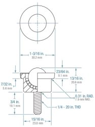 (image for) Ball Transfer; 5/8" Carbon Steel ball; Threaded Stud (1/4"-20TPI x 3/4"); Machined steel housing and stud; 125#; 13/16" load height (Item #88651)