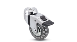 Caster; Swivel; 3" x 15/16"; Polyu Skate Wheel); Hollow Kingpin (3/8" bolt hole); Chrome; Precision BB; 110#; Total Lock (CHECK QTY - DISCONTINUED 2020) (Item #64514)