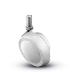 Caster; Ball; Swivel; 1-1/2"; Metal/ Zinc; Threaded Stem; 5/16"-18TPI x 1/2" high; Bright Chrome; Acetyl/ Resin Brng; 40# (Item #68529)