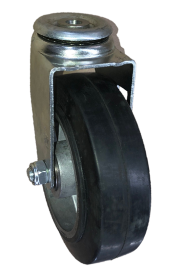 Caster; Swivel; 6\" x 2\"; Rubber on Alum; Hollow Kingpin (1/2\" bolt hole); Zinc; Sealed Prec Ball Brng; 400# (Item #63912)