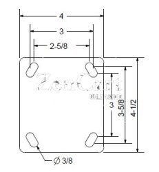 (image for) Caster; Swivel; 6" x 2"; PolyU (Donut) on Alum; Plate (4"x4-1/2"; holes: 2-5/8"x3-5/8" slots to 3"x3"; 3/8" bolt); Zinc; Precision Ball Brng; 1000#; Brake (Item #64330)