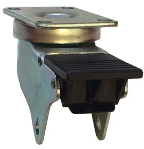 (image for) Yoke Axle & Nut; Swivel; 3-1/2" x 1-1/4"; Plate (2-3/8"x3-5/8"; holes: 1-3/4"x2-7/8" slotted to 3"; 5/16" bolt); 3/8" Bore; 1-9/16" Hub Length; 350#; Total Lck (Item #88598)