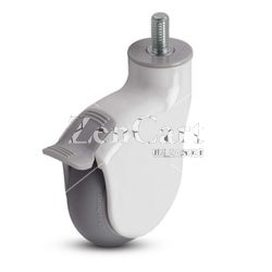 (image for) Caster; Swivel; 3" x 1"; TPR (Gray); Threaded Stem (1/2"-13TPI x 1-1/2"); White; Precision Ball Brng; 110#; Raceway Seal; Thread guards; Wheel Brake (Item #64692)