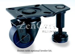 (image for) Caster; Swiv; 2"x1-5/16"; Nylon; Plate; 3-1/4"x3-1/4";holes: 2-3/16x2-3/16 (slots to 2-9/16x2-9/16); 3/8 bolt; Black; Ball Brng; 700# (Caster Only - No Leveler) (Item #68273)