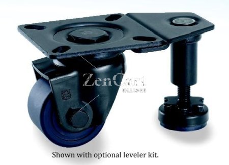 (image for) Caster; Swiv; 2"x1-5/16"; Nylon; Plate; 3-1/4"x3-1/4";holes: 2-3/16x2-3/16 (slots to 2-9/16x2-9/16); 3/8 bolt; Black; Ball Brng; 700# (Caster Only - No Leveler) (Item #68273)
