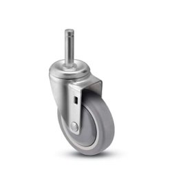 Caster; Swivel; 5" x 1-1/4"; PolyU on PolyO (Gray); Grip Ring (7/16" x 1-1/4"); Zinc; Prec Ball Brng; 315#; Dust Cover (Mtl); Thread guards (Item #63747)