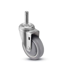 Caster; Swivel; 5" x 1-1/4"; PolyU on PolyO (Gray); Grip Ring (7/16" x 1-1/4"); Zinc; Prec Ball Brng; 315#; Dust Cover (Mtl); Thread guards (Item #63747)
