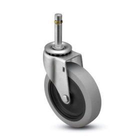 (image for) Caster; Swivel; 3" x 13/16"; Thermoplastized Rubber (Gray); Grip Ring (7/16" x 1-3/8" w/ brass band); Zinc; Plain bore; 110# (Item #63131)