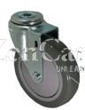 (image for) Caster; Swivel; 3 x 1-1/4; Thermoplastized Rubber (Gray); Hollow Kingpin; 1/2 bolt; Zinc; Plain bore; 210# (Item #67984)