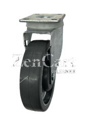 (image for) Caster; Swivel; 5" x 1-1/4"; Gray Rubber on Alum; Plate (2-1/2"x3-3/4"; holes: 1-3/4"x2-7/8" slots to 3"; 5/16" bolt); Zinc; Prec Ball Brngs; 250#; Dust Cover (Item #62921)