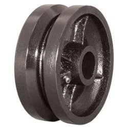 Wheel; 8" x 3"; V-Groove (1-3/8) Cast Iron; Roller Brng; 1-1/4" Bore; 3-1/4" Hub Length; 3500# (Item #88316)