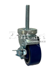 (image for) Caster; Swivel; 3" x 1-1/4"; PolyU on Alum; Threaded Stem; 1/2"-13TPI x 2-13/16"; Zinc; Plain bore; 350#; Wheel Brake (Item #68474)