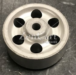 (image for) Wheel; 2-1/2" x 1"; Sintered Iron; Plain bore; 5/16" Bore; 1-3/8" Hub Length; 250#; High Temp (2500 F). Vintage appearance. (Item #87889)