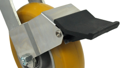 (image for) Caster; Swivel; 10" x 4"; Flat Free Tire (BK); Plt (4"x4-1/2"; holes: 2-5/8"x3-5/8" slots to 3"x3"; 3/8" bolt); Znc; Prec Ball Brngs; 440#; USA Made; Face Brake (Item #62967)