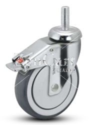 (image for) Caster; Swivel; 4 x 1-1/4; PolyU on PolyO (Gr/Bg); Threaded Stem (1/2-13TPI x 1-1/2); Stainless; Precision Ball Brng; 190#; Total Pedal Lock; Thread guards (Item #66781)